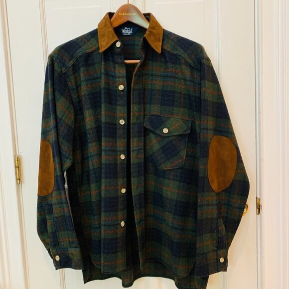 Woolrich Other - Vintage Woolrich Mens Size Medium Plaid Wool Shirt w/ Suede Elbow Patches